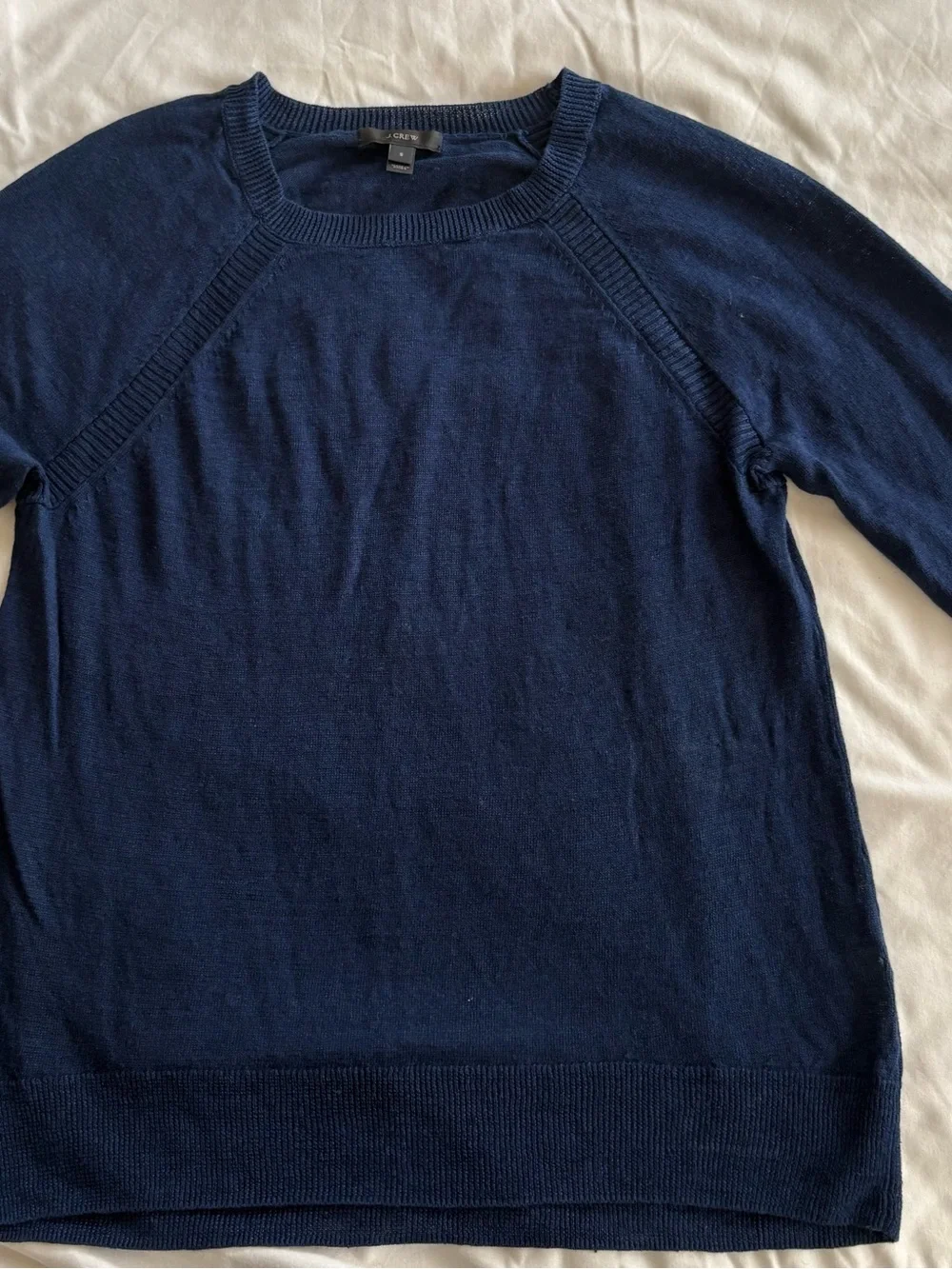 J. Crew Women's Navy Lightweight Linen Crewneck Sweater